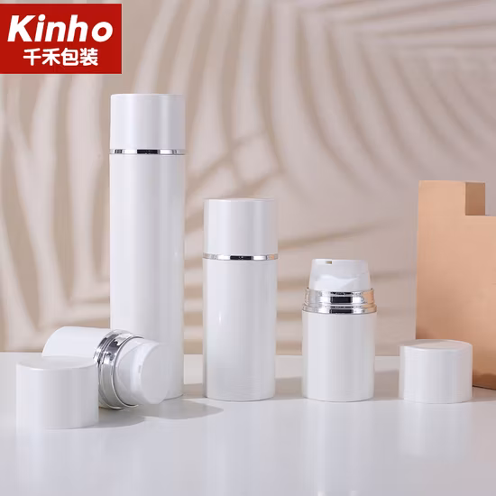 中国のサプライヤーKinhoによるスナップローションポンプ付きビッグML 30ml 50ml 100ml 120ml 150ml 200mlホワイトPPプラスチックエアレスポンプボトル